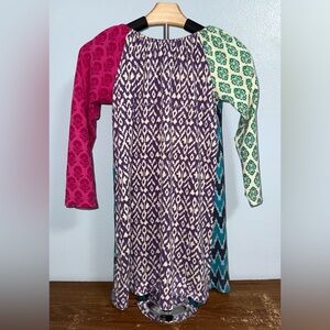 Pink Chicken multi-colored ikat pattern dress, size 10